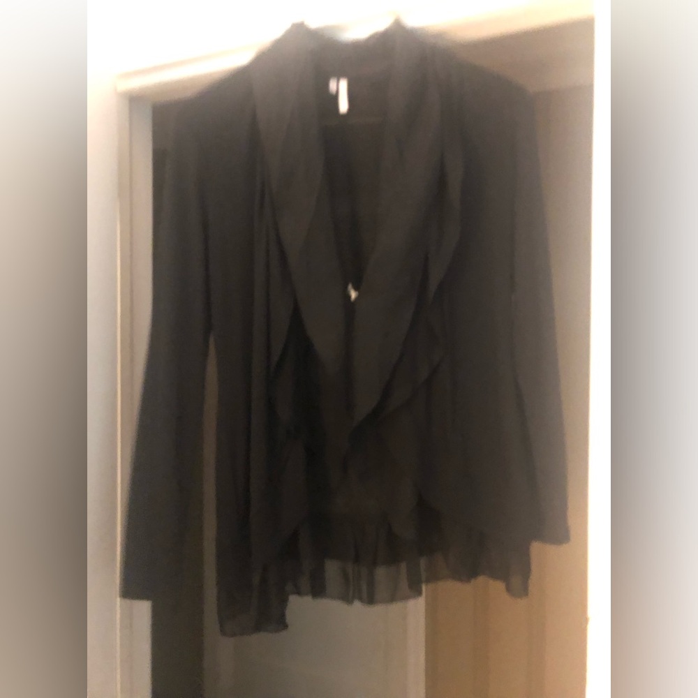 Black Light Weight Sweater with Sheer Detail Cardigan